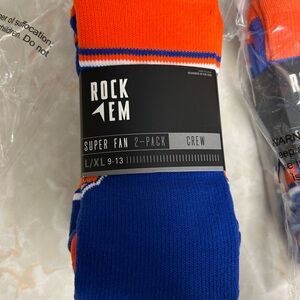 NY Knicks Super Fan Rock ‘Em Socks - 2 Pack - L/XL Vibrant Orange and Blue